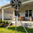 Outdoor Fans for Patios,Cordless Outdoor Fan with Light and Remote,Pedestal to Tabletop & Hanging,Battery Operated Rechargeable Fan,12" Oscillating Fan For Quiet,8 Speeds,Timer,Gazebo,Deck,Porch,Black