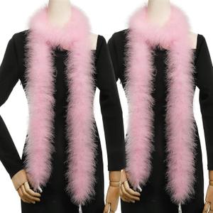 Holmgren Pink Marabou Feather Boas - 2 Pcs 25g 2 Yards Feathers Boa for Women, DIY Clothing, Kids Party Dress Up, Home Wedding Decor (Pink)