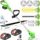 Electric Weed Wacker, 21V Lightweight Cordless Weed Eater Battery Powered with 2X 2.0Ah Batteries and Charger, 26Pcs Metal Blade Weed Whacker, 3-in-1 Grass Trimmer Lawn Edger Brush Cutter for Garden