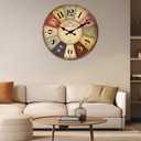 24 Inch Nautical Rustic Wall Clock for Office Wood Extra Large Battery Clock Decorative Colorful Wall Clock Silent(No Solid Wood, It is with MDF Material)