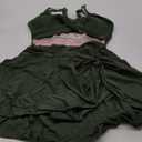 Women One Piece Swimsuit V Neck Swimdress Color Block Bathing Suit Skirt Tummy Control Tie Back Swim Dress (Small, Army Green)