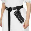 Medieval Knight Leather Sword Dagger Frog Leather Sword Belt Sword Holder Belt Renaissance Belt for Pirate Warrior Cosplay (Black)