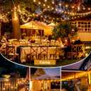 Brightown 75FT Solar String Lights Outdoor with Remote and 36 LED Shatterproof Bulbs, Dimmable & Timable, 3 Light Modes, Solar Patio String Lights Outdoor for Cafe, Garden, Deck, Outside Wedding