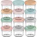 KeaBabies 12pk 4oz Glass Baby Food Containers with Lids - Leak-Proof, Microwavable Small Glass Jars, Baby Purees & Toddler Snack Storage Containers, BPA-Free, Dishwasher & Freezer Safe (Musk Dusk)