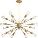 JKLX Mid-Century Sputnik Chandeliers 18-Lights, Modern Semi Flush Mount Ceiling Light Fixture Industrial Retro Hanging Lamps for Kitchen Living Room Dining Bedroom Corridor, Gold（Bulb Not Included）