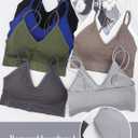 BQTQ 8 Pieces V Neck Bralettes Padded Bralettes for Women with Elastic Straps Seamless Bra (XL)