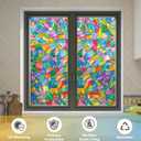 AChoice4U Stained Glass Window Film,23.6" x 35.4" 3D Decorative Static Cling Window Privacy Film,Non-Adhesive UV Blocking Heat Control Window Film (Colorful)