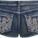 SOLY HUX Women's Y2k Sparkly Jeans Skinny Mini Denim Shorts Music Festival Rave Outfits Large