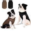 2 Pieces Basic Dog Hoodie, Soft & Comfy Dog Puppy Sweatshirt, Superior Comfort and Fit Doggy Security Hoodies Jumpsuit Sweater with Leash Hole and Pocket, Black & Brown/Sleeveless (Medium)