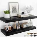 RICHFOCUS 36Inch Floating Shelves for Wall 2 Pack Shelves for Bedroom|Kitchen|Bathroom Wall Mounted Rustic Wood Floating Shelf with Invisible Brackets for Books|Storage|Decor, Black