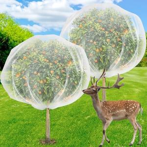 2 pcs 7x6ft Fruits Tree Netting, Ultra-Fine Mesh Garden Insect Tree Cover with Drawstring Transparent Bird Plant Barrier Flower Fruits Mesh Screen for Preventing Deer Squirrel Bug