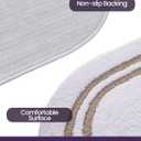 DEXI Oval Bath Mats for Bathroom, 24x43 Absorbent Bath Mat, Washable Microfiber Bathroom Rug with Non Slip Backing for Shower Floor, Beige