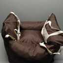 Lesure Small Dog Car Seat for Small Dogs - Soft Dog Booster Seat for Car with Storage Pocket and Clip-On Safety Leash and Thickened Memory Foam Filling, Pet Travel Carrier Bed Brown