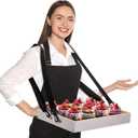 Wooden Snack Trays with Strap 15 x 11 x 2 Inch Movie Night Party Serving Trays Usherette Popcorn Drink Beverage Carrier for 20's Theme Costume Carnival Valentines St. Patricks Day Prop(White)