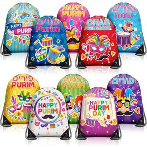 Woanger 30 Pcs Purim Gift Drawstring Bags for Kids Large Purim Backpack Bag with Drawstring for Holiday Candy Goodie Supplies