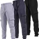 Ultra Performance 3 Pack Mens Sweatpants, Fleece Cargo Joggers for Men with Pockets (Medium, Charcoal / H. Grey / Black)
