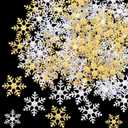 1600 Pieces 3 Size Winter Snowflake Confetti Snowflake Glitter Confetti Table Decor for Winter Party Wonderland Party Supplies DIY Craft Christmas Xmas(Gold, Silver)