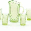 Dollhouse Miniature Chrysnbon Green Pitcher with 4 Tumblers Kit