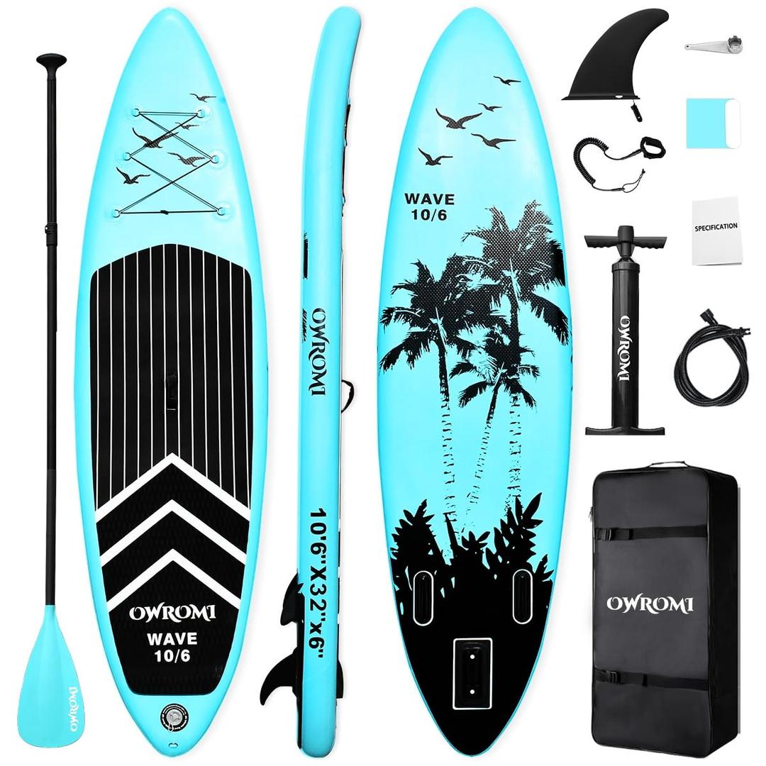 SUP Inflatable Stand Up Paddle Board 10'6" Ultra-Light Thick Paddleboard for All Skill Levels ISUP Paddle Board with Accessories, 10/6 Inflatable Paddle Boards for Adults & Youth