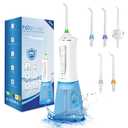 H2ofloss Water Dental Flosser for Teeth Cleaning,Cordless Water Teeth Cleaner Picks,Portable & Rechargeable Oral Irrigator with 5 Modes,IPX7 Waterproof Powerful Battery for Home Travel-White