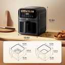 Bear Air Fryer, Stainless Steel Airfryer 8 Presets for Fast Family Meals, 6.4Qt Large Visible Window Temp Timer Adjustable Roast Bake Crisp French Fries Steak, Non Stick Basket Dishwasher Safe