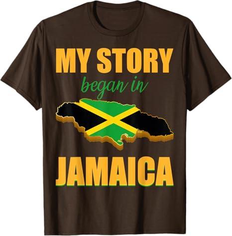 Jamaican Moms Jamaicans My Story Began in Jamaica Lovers T-Shirt, Dark Brown, S