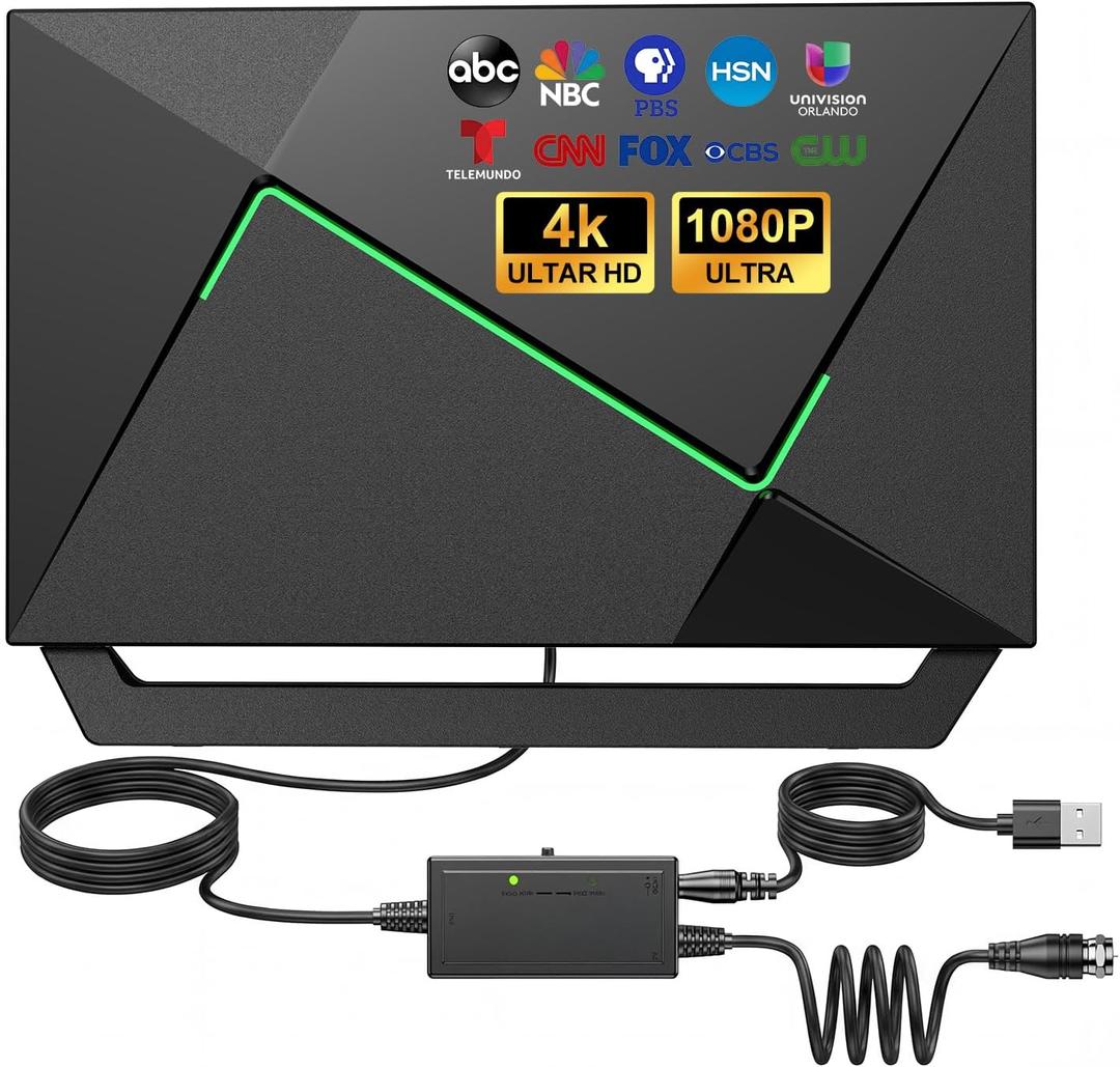 2026 TV Antenna for Smart TV Indoor for Local Channels HD Digital Antenna Outdoor Long Range Reception with Amplifier Signal Booster Supports 4K 1080p HD