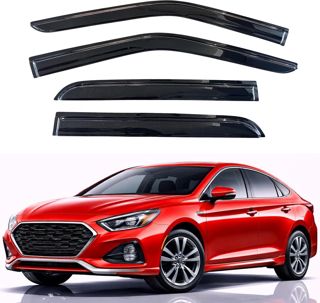 KPY Rain Guards Fit for 2015-2019 Hyundai Sonata, Out-Channel Window Visors Vent Wind Deflectors 4PC, Car Accessories for 15-19 Sonata