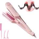 Curling Iron Crimper Hair Tool - ZWIKAGEF Hair Crimper Curling Wand, Curling Iron with Ceramic 3 Barrel for Short Hair Women, Dual Voltage, Anti-Scald, 1.25 Inch