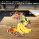 Livabber Fruit Basket Bowl with Banana Hanger, Fruit Vegetable Storage Basket with Banana Tree Holder for Kitchen Counter, Detachable Organizer for Bread Snack Produce (Chrome, 3-Tier Metal Base)