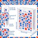 Sweetude 20 Pcs 4th of July Patriotic Gift Bags with Die Cut Handle Clear Plastic July 4th Party Favor Bags 250th Anniversary Decorations Independence Day Blue Red Star Goodie Bag, 7 x 10 x 3.15 in