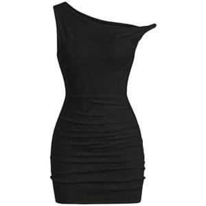 SOLY HUX Women's Summer Mini Dresses Off The Shoulder Ruched Bodycon Graduation Dress Sexy Going Out Party Club Outfits Size L