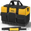 Tool Bag, 20 Inch, Yellow and Black, Tool Organisers 17 Pockets, Wide Mouth Opening, Reinforced Base
