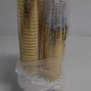 I00000 100 Pack 12 oz Gold Plastic Cups, Gold Rimmed Disposable Cups, Disposable Wine Glasses Cocktail Glasses Premium Cup with Golden Rim, 12 Ounce Plastic Tumblers for Party & Wedding