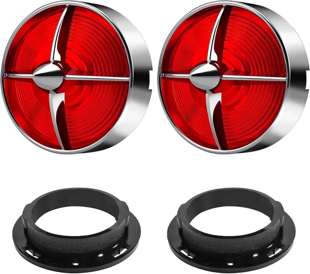 Motorcycle Turn Signal 3 1/4" Lens Covers 2 Pack, Retro Red Light Lense Rear Brake Taillight Lense Lamp Caps Universal for Harley Road King Electra Street Glide Heritage Softail Accessories