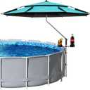 Above Ground Pool Umbrellas, Outdoor Pool Sunshade Canopy with 2 Cup Holders, Pool Shade Umbrella for Oval Rectangular Swimming Pools, Patio Umbrella for Garden, Backyard, Poolside Accessories