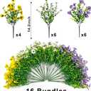 16 Bundles Artificial Fake Pansies Flowers for Outdoors Silk Colorful Pansy UV Resistant Faux Plastic Plants for Outside Planter Front Door Porch Yard Patio Garden Decor (Yellow Purple White)