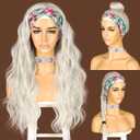 SAPPHIREWIGS Glueless Headband Wig Loose Body Wavy Synthetic Hair for Black Women Wave None Lace Front Wigs Gray Silvery White Color Machine Made Wigs 26inch 150% Density