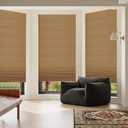MYshade 6 Pack Temporary Blackout Paper Shades for Windows,Paper Pleated Blinds with Adhesive,No Tools No Drilling Free Cut Size Temporary Room Darkening Shades(Brown, 48" W x 72" H)