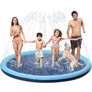Kids Dog Splash Pad Sprinkler - Jasonwell Non Slip Dog Sprinkler Pad Splash Pool Puppy Dogs Pool Summer Outdoor Water Toys Backyard Durable Splash Pad for Toddlers Kids Small Medium Large Dogs Pet, Blue - 87"