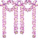 Moucuny 12 Pcs Tropical Flower Banner Hawaiian Garland Luau Flower Leis Garland Bulk Hawaii Party Decor Tropical Garland for Hawaii Summer Luau Tropical Decor(Purple)
