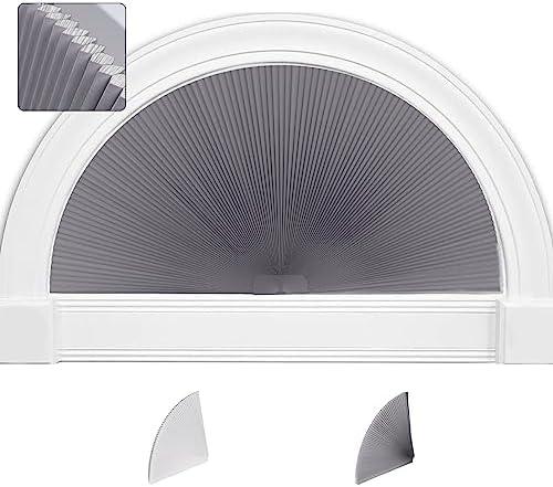 SEEYE Arch Window Blackout Shades, Pleated Fabric Blinds (Radius: 24'') Half Circle Cellular Cordless Semicircular Blinds with No Tools, Half-Round Shade Easy to Cut and Install, 2-Pack SEEYE Arch Window Blackout Shades, Pleated Fabric Blinds (Radius: 24'') Half Circle Cellular Cordless Semicircular Blinds with No Tools, Half-Round Shade Easy to Cut and Install, 2-Pack