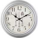 WOOPHEN Vintage Wall Clocks, 10" Silent Non Ticking Retro Wall Clock Quality Quartz Battery Operated Round Decorative Easy to Read for Home Kitchen Living/Dining Room Bedroom Office School (Silver)