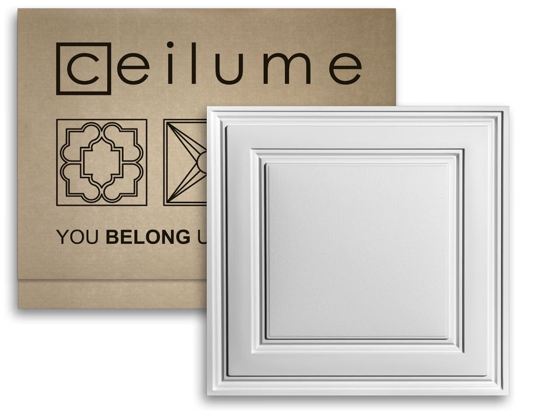 Drop Ceiling Tile; 2x2 Ceiling Tiles - Stratford Ultra-Thin Feather-Light - Use in 1" T-Bar Suspended Grid - (White)