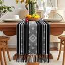OTOSTAR Black Table Runner 13x60 Inches Boho Rustic Table Runner with Tassels Farmhouse Kitchen Dining Macrame Table Decoration for Christmas Home Wedding Party Birthday Holiday Decor (Black)