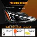 Headlight Assembly Compatible with Hyundai Elantra 2019-2020, [w/o DRL] Passenger Side Halogen w/Bulbs Clear Lens Black Housing Amber Reflector, OEM#: 92102-F3500, 1 PC