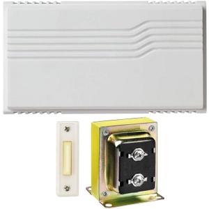 Newhouse Hardware Two Note Wired Door Bell Chime Kit w/Transformer & Surface Mount Lighted Push Button, 16VAC/10 VA, White