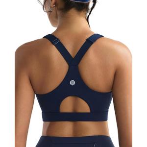 RUNNING GIRL High Impact Sports Bras for Women, High Support Running Adjustable Sports Bra Molded Cup Strappy (X-Large, Dark Blue)