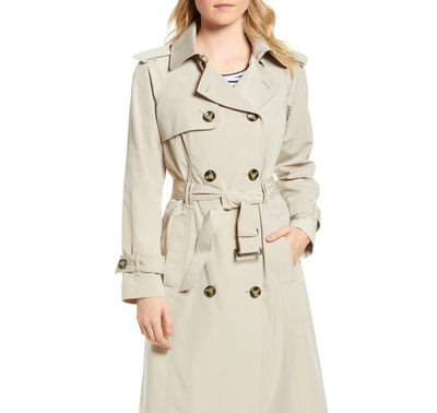London Fog Women’s 3/4 Length Double-Breasted Trench Coat with Belt (Stone)' M
