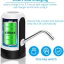 MJIYA Portable Water Bottle Pump, Universal Bottle Electric Water Dispenser with Switch and USB Charging, for Camping, Kitchen, Workshop, Garage (White)